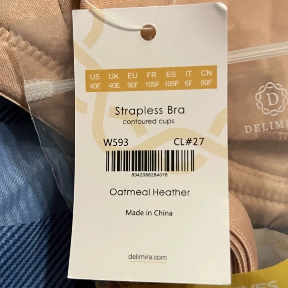 NWT DELIMIRA Underwire Contour Multiway Full Coverage Strapless Bra 40E​